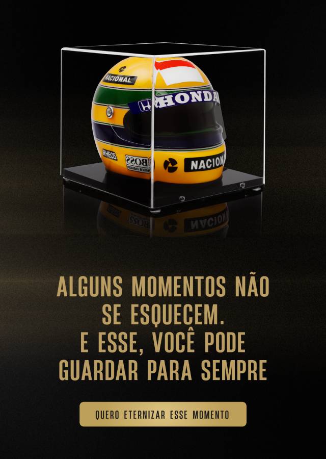 Capacete de Ayrton Senna em display: alguns momentos não se esquecem, e esse você pode guardar para sempre